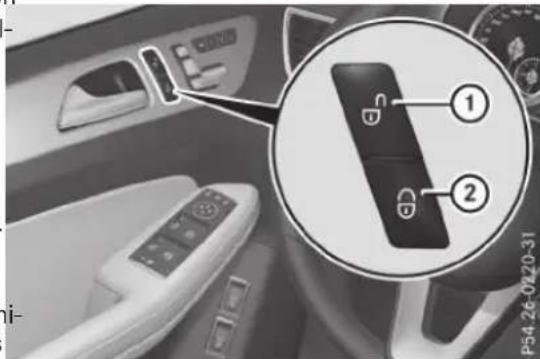 Mercedes-Benz GLS (2017) - Verrouillage et déverrouillage centra- lisés de l'intérieur - 2