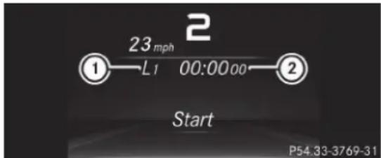 Mercedes-Benz GLS (2017) - Affichage et demarrage du chronometre de course RACETIMER - 1