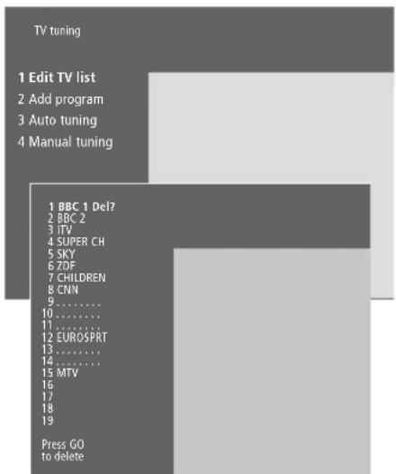 BANG & OLUFSEN BeoVision 332 - Effacer des chaînes régées - 1