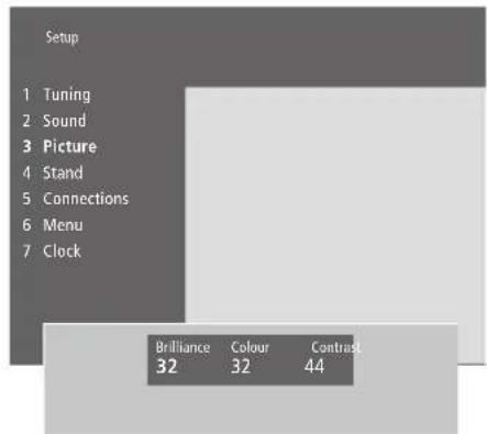 BANG & OLUFSEN BeoVision 332 - Modifier la luminosité, la couleur ou le contraste - 1