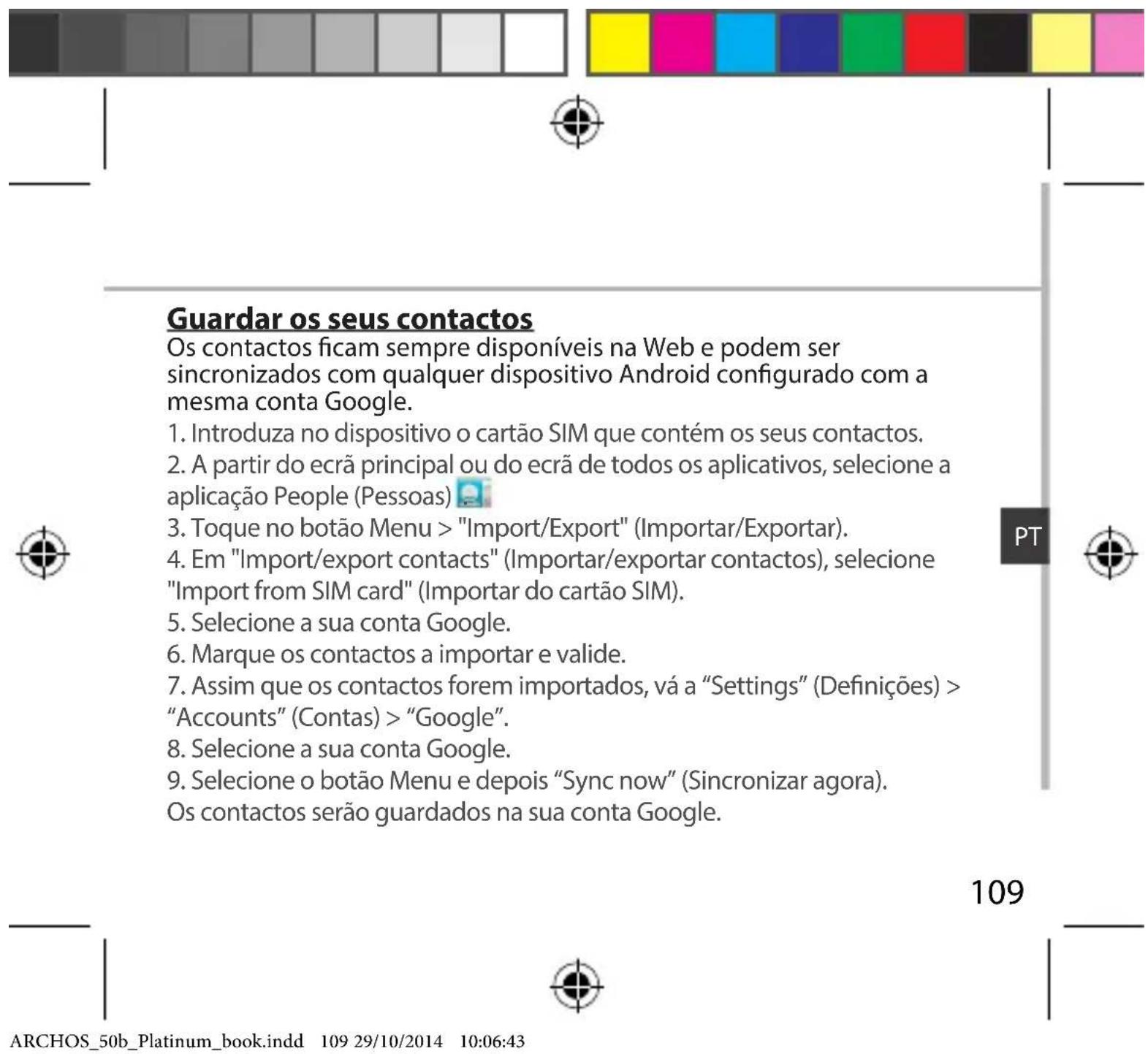 ARCHOS 50b Platinum - Sincerizar dados - 2