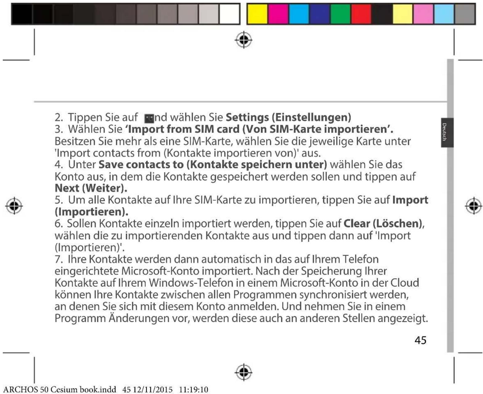 ARCHOS 50 Cesium - Speicherung Ihrer Kontakte - 2