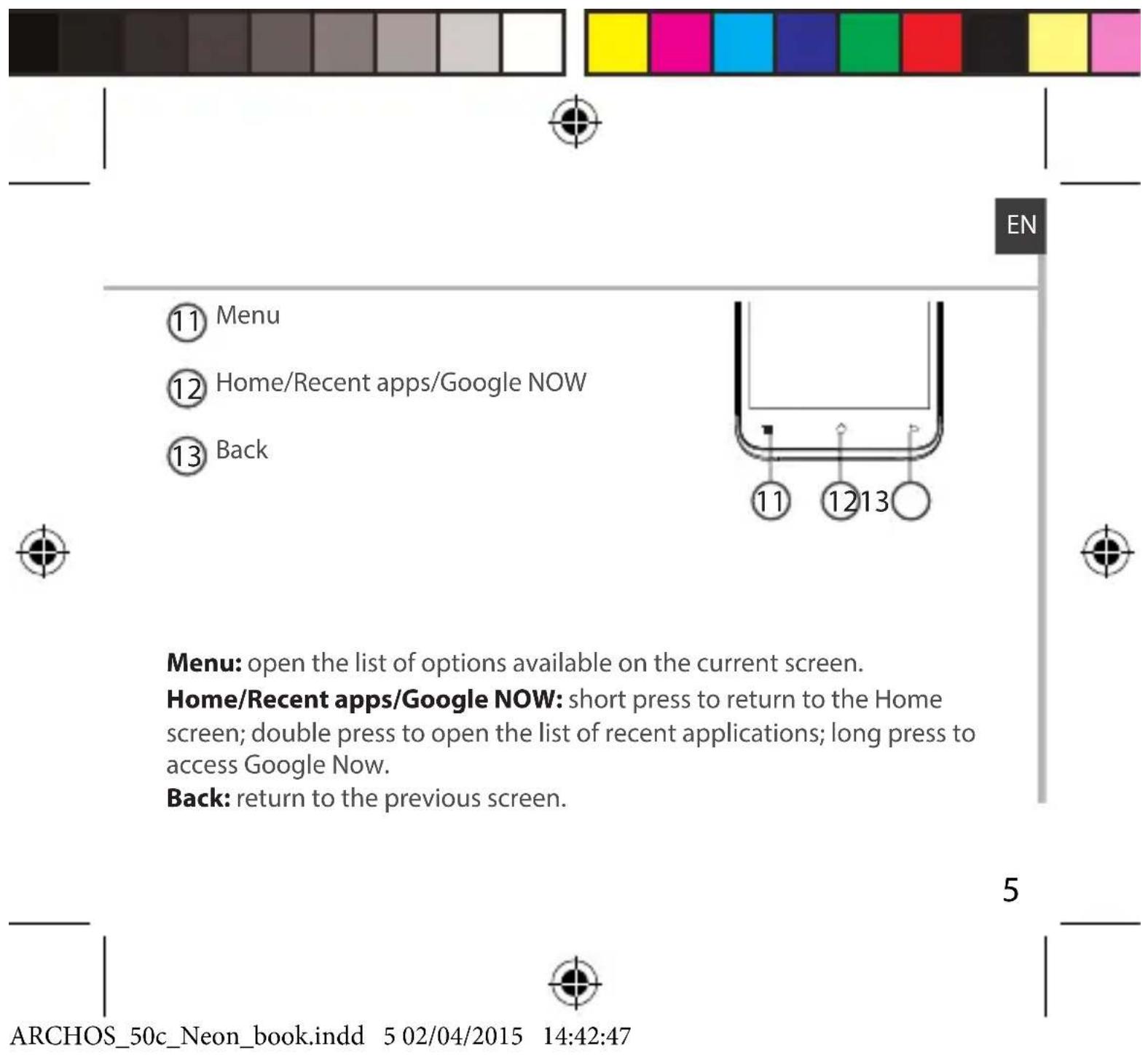 ARCHOS 50c Neon - Description of the phone - 4