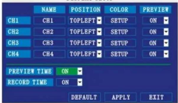 Perel CCTVSET10 - DISPLAY SETUP - 1