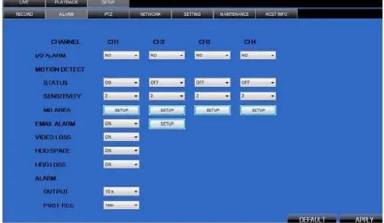 Perel CCTVSET10 - ALARM SETTING - 1
