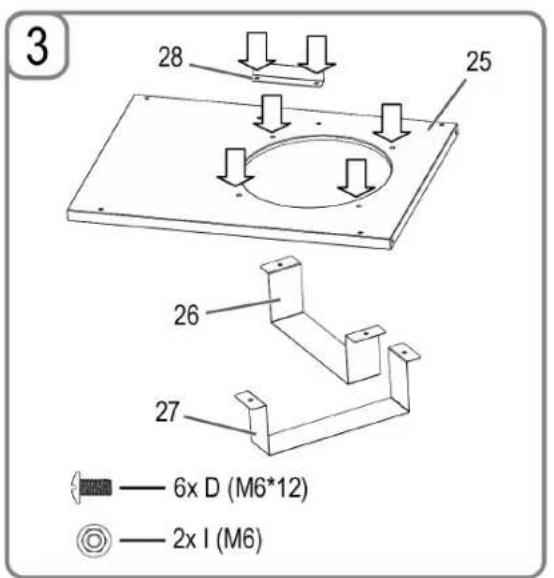 3 28 25 26 27 — 6x D (M6*12) — 2x I (M6)