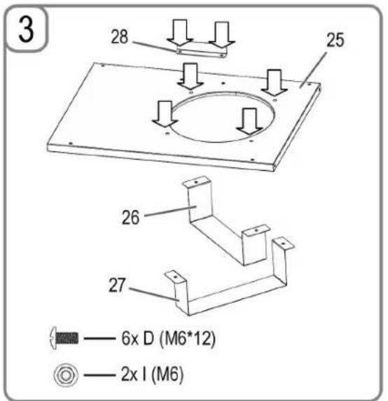 3 28 25 26 27 — 6x D (M6*12) — 2x I (M6)