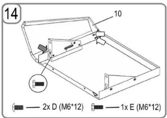 14 10 — 2x D (M6*12) — 1x E (M6*12)
