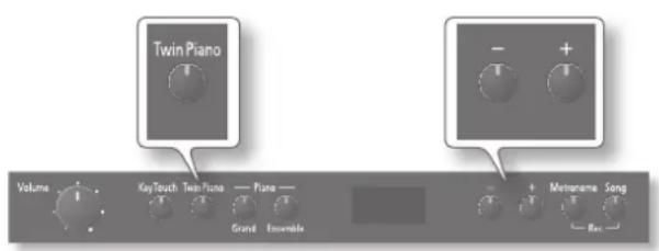 ROLAND F120 - Diviser le clavier en deux (twin piano) - 1