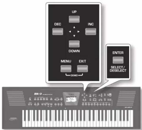ROLAND BK3 - 画面の移動方法とバラメーダーの設定方法にて - 1