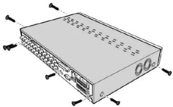 KONIG SECDVR416 - Installation of the hard disk inside the hard disk recorder: - 1