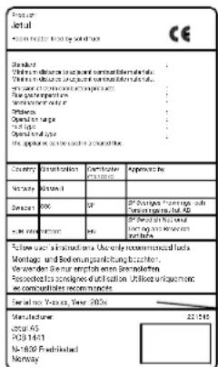 Jøtul F 263 - 2.o Technical data - 1