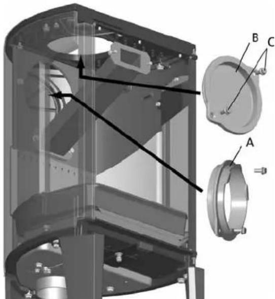 Jøtul F 163 C - Fitting the flue pipe with the rear outlet - 3