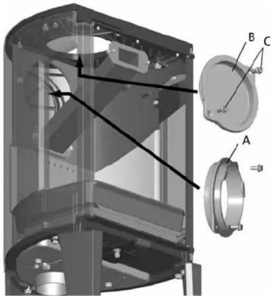 Jøtul F 162 C - Fitting the flue pipe with the rear outlet - 3