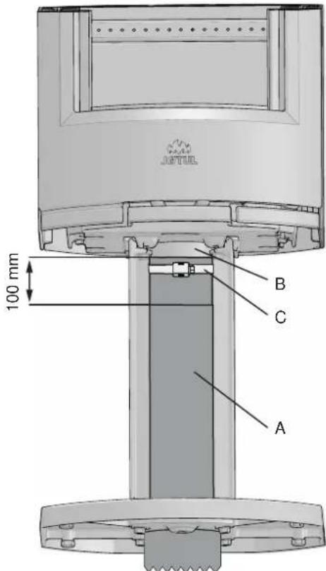 Jøtul F 137 - Raccordement de l'air extérieur à travers le piédestal - 1