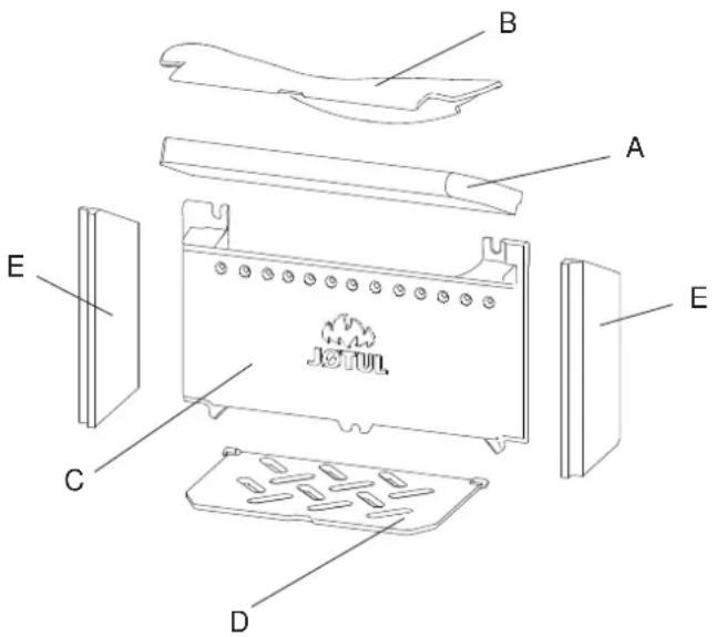 Jøtul F 105 R - Onderhoud/onderdelen verrangen in de verbrandingskamer - 1