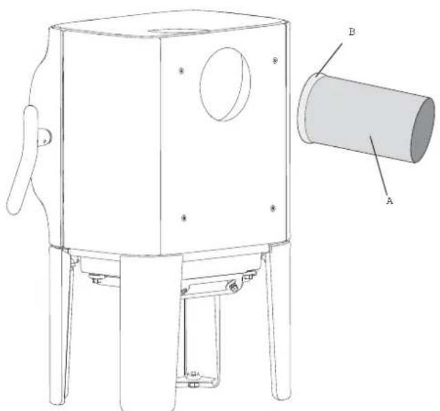 Jøtul F 105 R - Inserimento di un condotto con uno scarico posteriori - 6