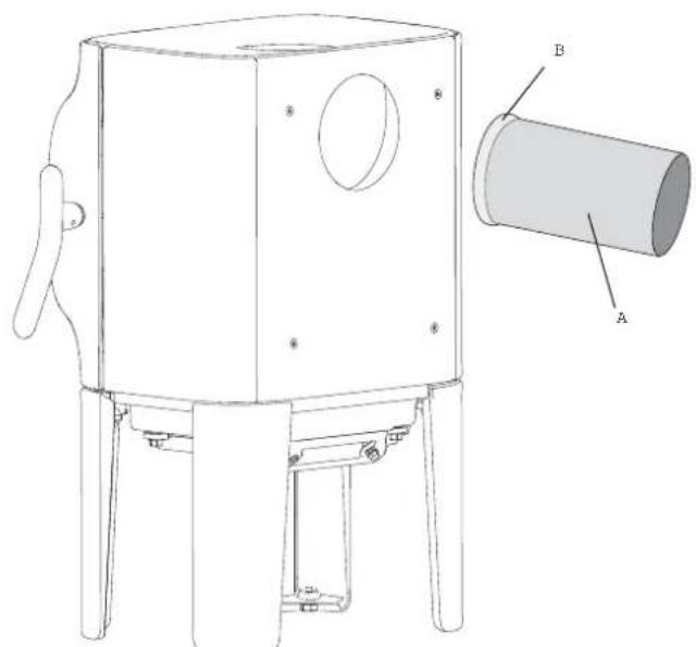 Jøtul F 105 R - Montage d'un conduit de fumée avec sortie par l'arrière - 6