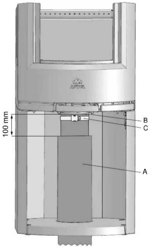 Jøtul F 134 - Raccordement de l'air extérieur à travers le socle - 2