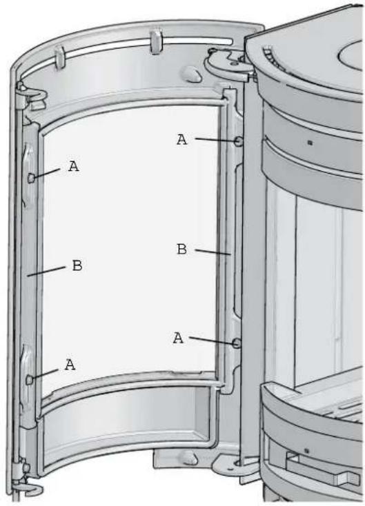 Jøtul F 134 - Replacing glass and gaskets in the door - 1