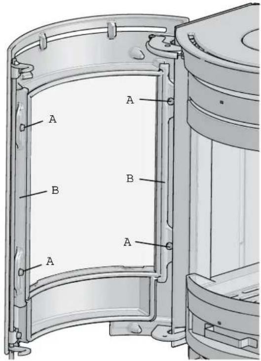 Jøtul F 135 - Replacing glass and gaskets in the door - 1