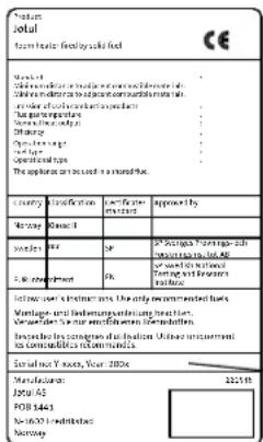 Jøtul F 118 - Brandstofverbruik - 1