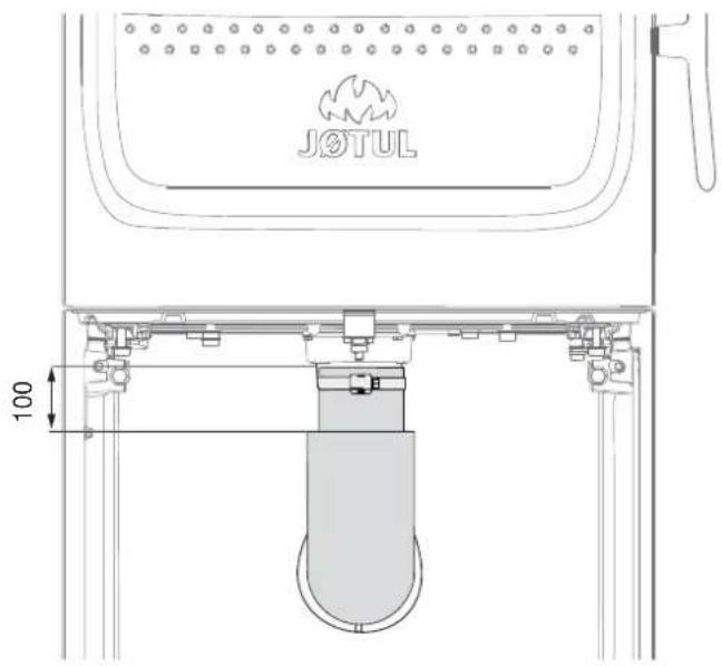 Jøtul F 105 LL - Collegamento dell'aria esterna attraverso la base - 1