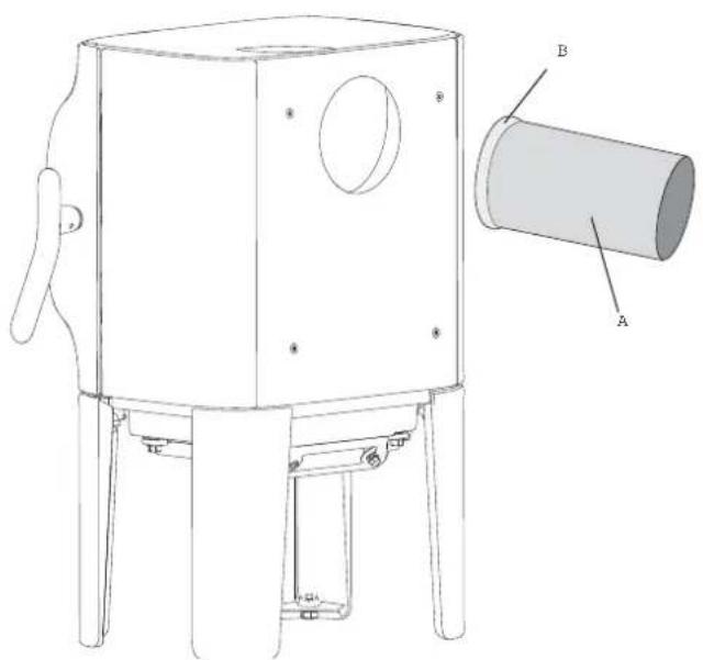 Jøtul F 105 LL - Inserimento di un condotto con uno scarico posteriore - 6