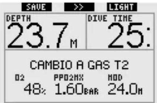 UWATEC Galileo Luna - Cambio de mezcla gaseosa durante la inmersión - 1