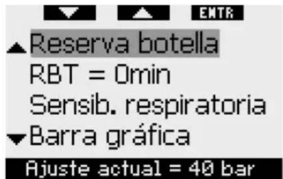 UWATEC Galileo Luna - RBT = 0min en el menu de integración de Gas - 1