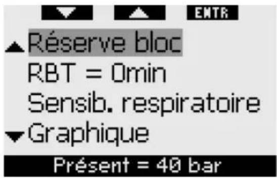 UWATEC Galileo Luna - RBT = 0 min du menu Intégration des gaz - 1