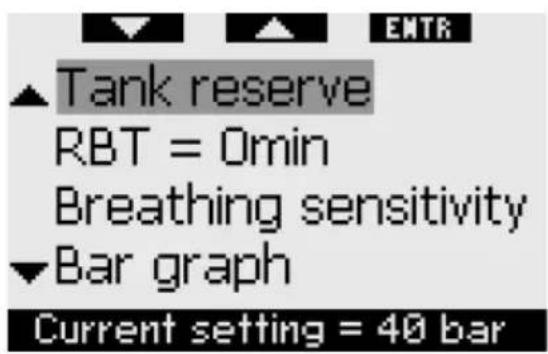 UWATEC Galileo Luna - RBT = 0min in Gas integration menu - 1