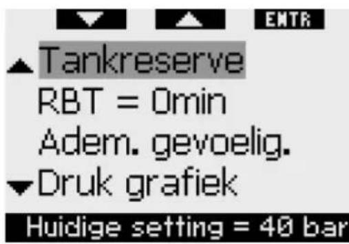 UWATEC Galileo Luna - RBT=0min in het menu Gasintegratie - 1