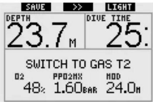 UWATEC Galileo Luna - Switching gas mixture during the dive - 1