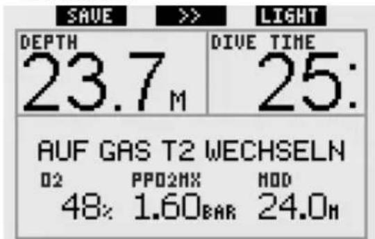 UWATEC Galileo Luna - Wechseln des Gasgemisches während des Tauchgangs - 1