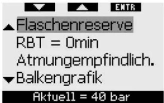 UWATEC Galileo Luna - RBT=0min im Menu Gasintegration - 1