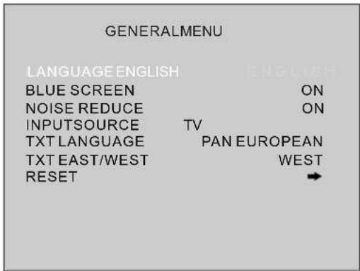 VESTEL 1530 - Options de menu général - 1