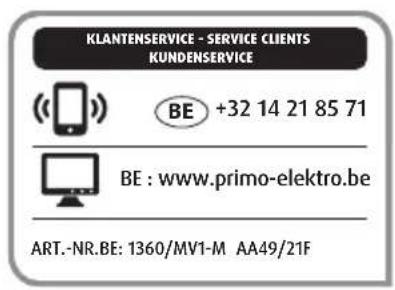 PRIMO MV1 - ANTWOORDKAART / CARTE DE REPONSE ANTWORKARTE / FORMULARIO DE GARANTIA - 1