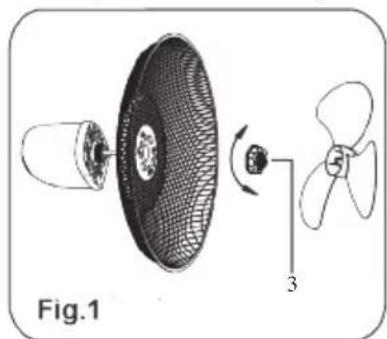 DOMO DO8138 - FIJACIÓN DE LA PARRILLA Y DE LAS ASPAS DEL VENTILADOR - 1