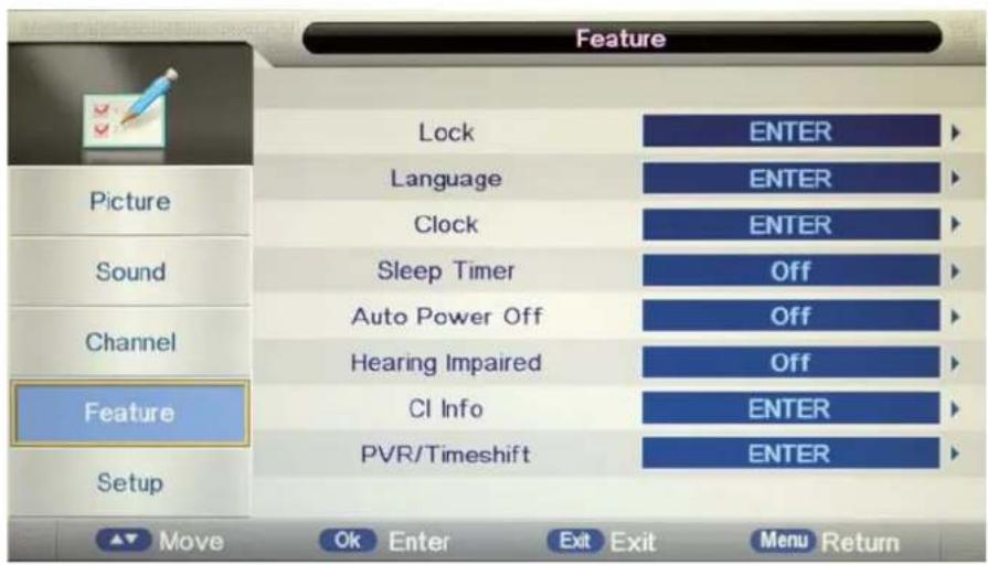 Axxion ADVL2458 - Menu de caractéristiques - 1