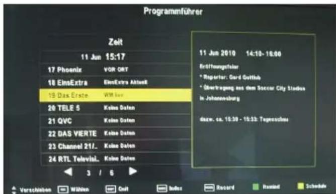 XORO HTC 2232D - Aufnahmeprogrammierung aus EPG Heraus - 1