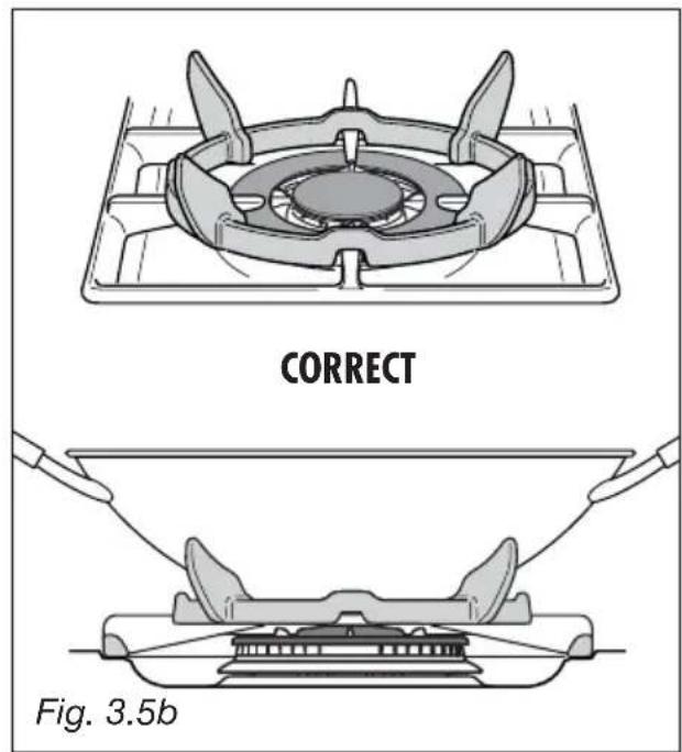 M-SYSTEM MF106 - CORRECT USE OF TRIPLE-RING BURNER (Fig. 3.5a - 3.5b) - 2