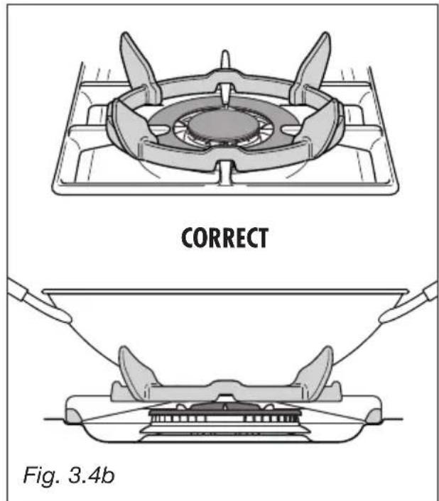 M-SYSTEM BMFT96 - CORRECT USE OF TRIPLE-RING BURNER (Fig. 3.4a - 3.4b) - 2