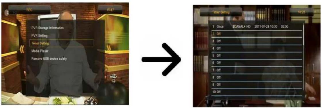 Ferguson Ariva 250Combo - Réglages des enregistrements programmés - 1