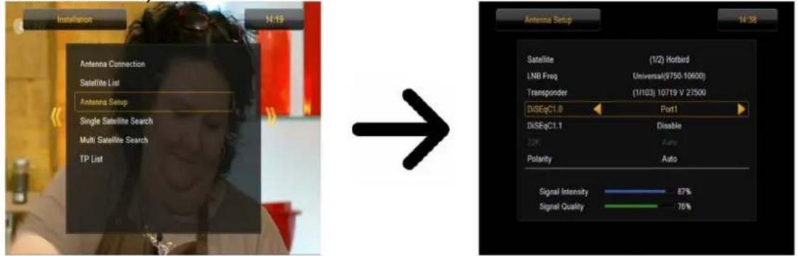 Ferguson Ariva 250Combo - Paramètres antennene satellite - 1