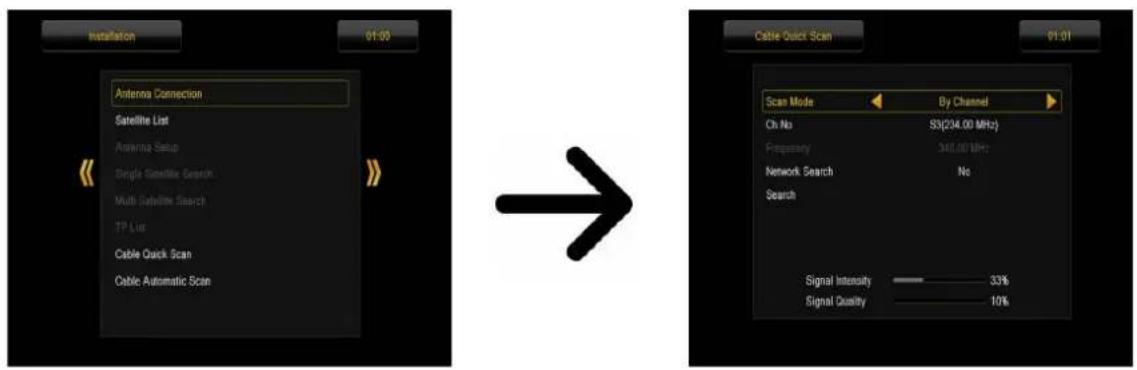 Ferguson Ariva 203 - Recherche manuellement une télévision par câble - 1