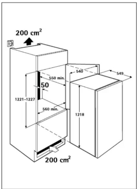 200 cm² 550 min. 540 1221-1227 560 min. 1218 549 200 cm²