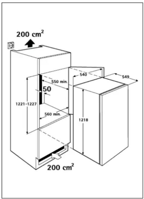 200 cm² 550 min. 50 1221-1227 560 min. 540 1218 549 200 cm²