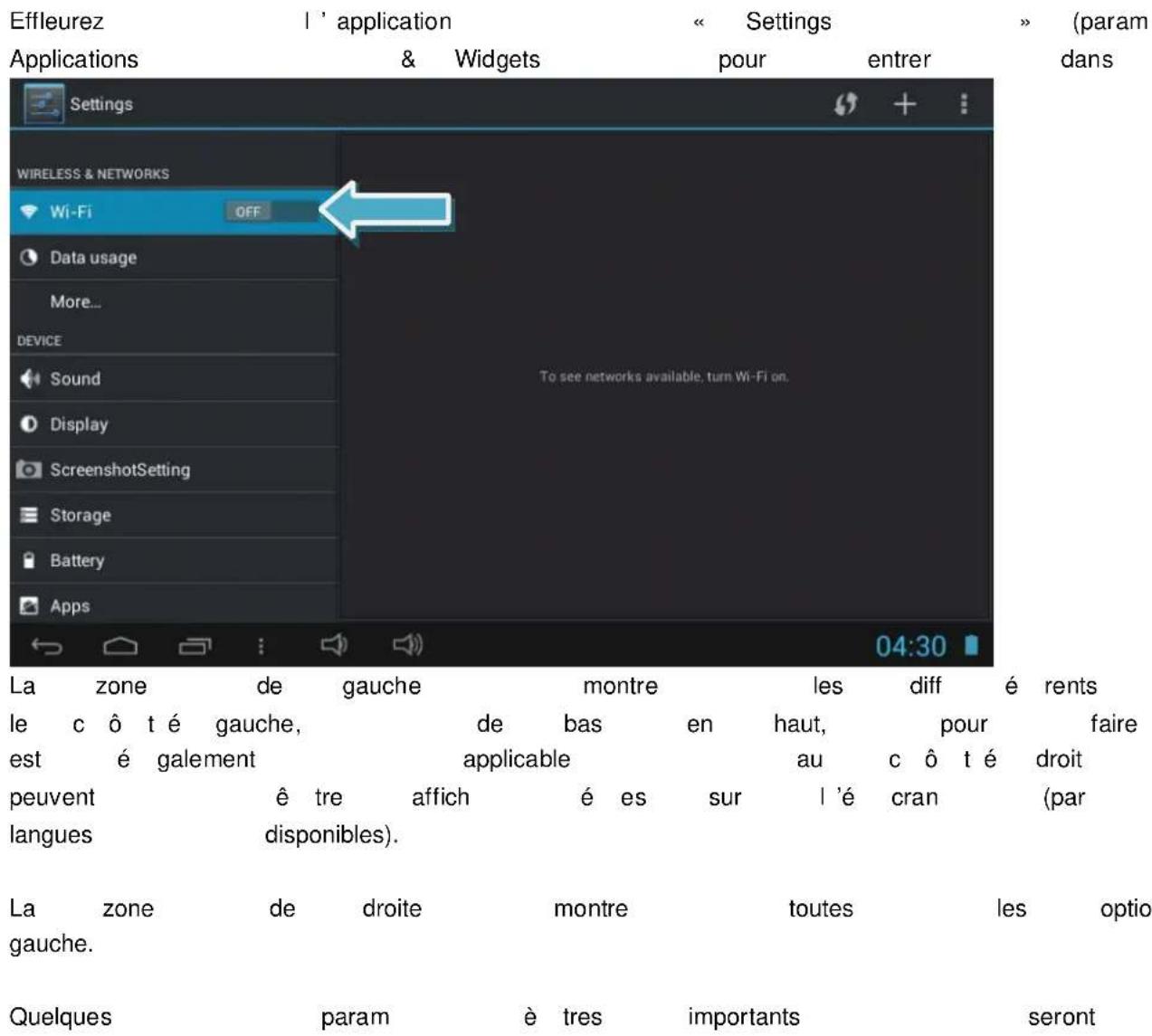 Qware TB1317HD - Paramètes système - 1