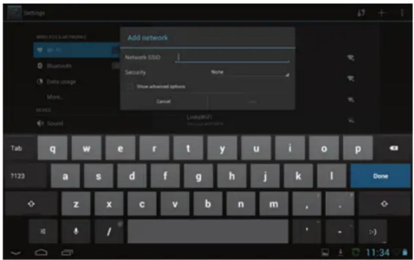 TECHNISAT TechniPad 8G - Entering a Wi-Fi network manually - 1